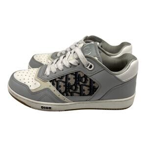 Christian Dior B27 Leather Oblique Jacquard Fabric Low-Top Sneaker Grey Size 38